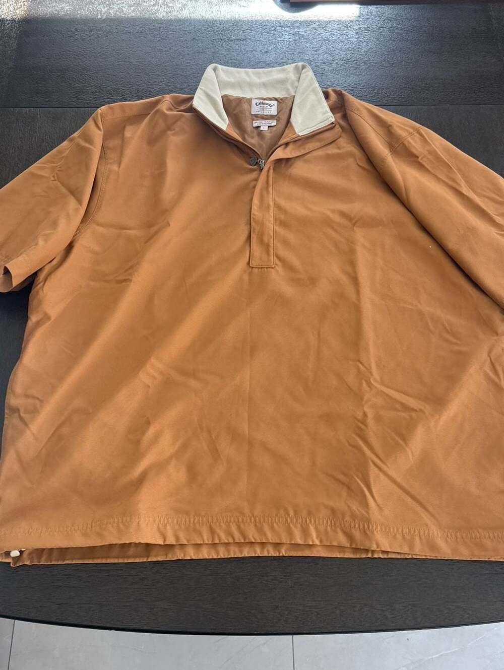 Callaway Golf Sport Quarter-Zip Short Sleeve Windshirt Jacket Camel